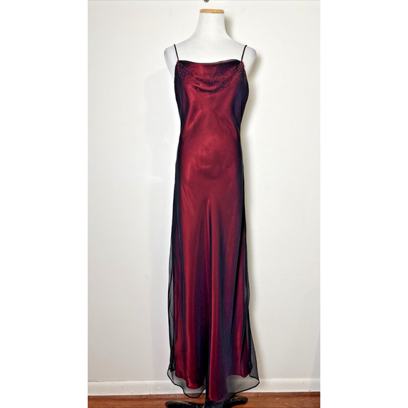 VTG Blondie Nites Jaslene Whimsigoth Maxi Dress Sz 9 Beaded Cowl Strappy Vamp - Picture 1 of 8